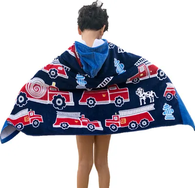 Produktbild von Kinderbadetuch Bademantel Baumwolle Cartoon Muster Kinder Robe Strand Schwimmen mit Kapuze Poncho(Blau)