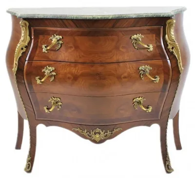 Image de Commode baroque de luxe Casa Padrino, couleur marron avec plateau en marbre vert - 110 x 50 x hauteur 90 cm