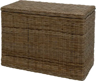Produktbild von KRINES HOME Wäschesortierer aus echtem Rattan mit 3 Fächern / Wäschesammler, Wäschetruhe unterteilt (Grau Naturrohr)