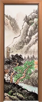 Produktbild von Türposter 70x200 cm Türaufkleber Türtapete Türfolie Klebefolie Chinesische Landschaft Aquarellmalerei