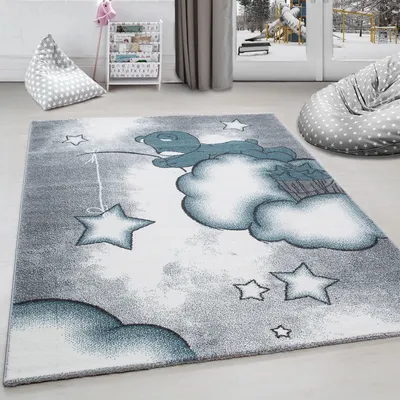 Zdjęcie produktu dla Dywan z uroczym wzorem – piękny motyw dla małych odkrywców, Rozmiar: 120 cm Okrągły, Kolor: Niebieski-10