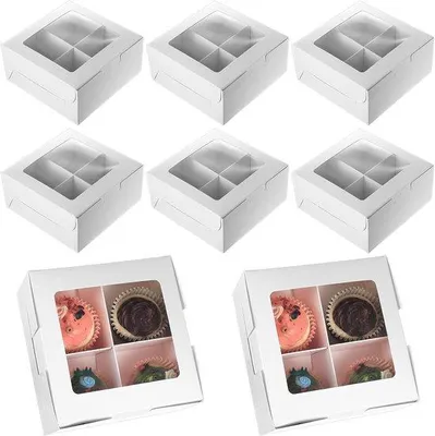Produktbild von Kartonnen Cupcake-Box mit PVC-Venster, 8 Stück, weiß