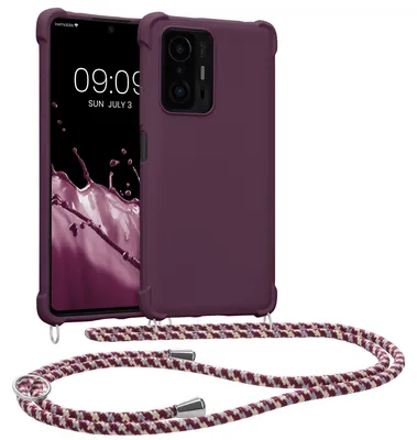 Produktbild von kwmobile Necklace Case kompatibel mit Xiaomi 11T / 11T Pro Hülle - Cover mit Kordel zum Umhängen - Silikon Schutzhülle Bordeaux Violett