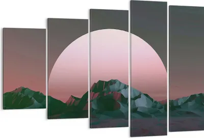 Produktbild von Bild auf Leinwand - Leinwandbild - 5 Teile - Landschaft Berge Sonne - 150x100cm - Wand Bild - Wanddeko - Wandbilder - Leinwanddruck - Bilder - Wanddekoration - Leinwand bilder - EG150x100-4320