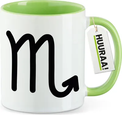 Produktbild von Huuraa Kaffeetasse Skorpion Sternzeichen Zeichen 330ml Grün Keramik Kaffeebecher Geschenkidee