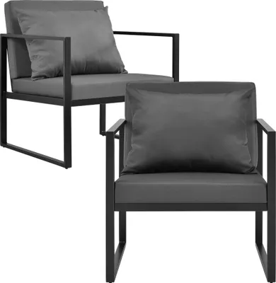 Obrázok produktu pre 2x záhradné kreslo 70 x 60 x 60 cm záhradné kreslo sada 2 vonkajších záhradných kresiel čierna/tmavosivá
