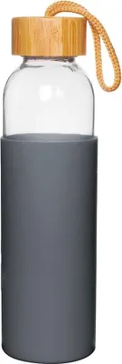 Produktbild von Glasflasche mit Silikonhülle und Holzkorken für Getränke