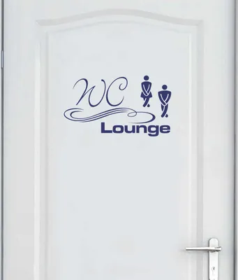 Produktbild von Wandtattoo - Wandaufkleber - Tür- Wandtattoo "WC Lounge" - 60cm x 34cm königsblau - Dekoration Küche Wohnzimmer Wand
