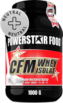 Produktbild von Powerstar 100% CFM WHEY ISOLAT 1000 g | 96,5% Protein i.Tr. | Whey Protein-Pulver zum Muskelaufbau | Eiweiß-Pulver aus Weidemilch | Nature
