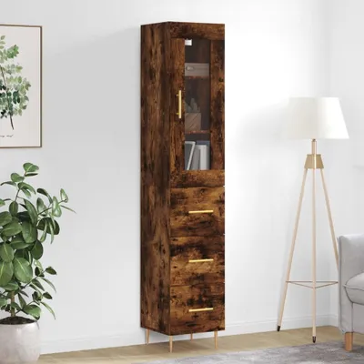 Produktbild von vidaXL Highboard Räuchereiche 34,5x34x180 cm Holzwerkstoff