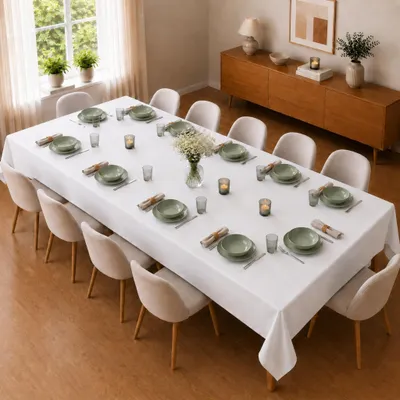 Immagine prodotto di Tovaglia 150 x 300 cm per tavolo da cucina e da pranzo in bianco