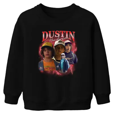 Produktbild von Dustin Henderson Stranger Fan Geschenk Retro 80er Kinder Sweatshirt Pullover, Schwarz, 152