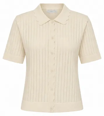 Produktbild von ONLY Kurzarm Cardigan Einfarbig Strickstruktur Polokragen Größe: S