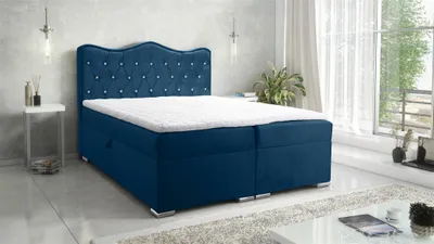 Produktbild von Boxspringbett Schlafzimmerbett SULTAN New in Stoff Velvet X Dunkelblau 160x200cm