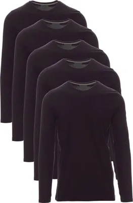 Produktbild von Mivaro Herren 5er Pack Langarmshirts Schwarz - 100% Baumwolle Longsleeves mit Rundhals, leicht anliegend, feinmaschiges Gewebe mit 165g/m² Stoffgewicht, Größen S bis 5XL