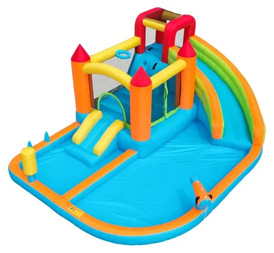 Immagine prodotto di Torre giochi gonfiabile 5-in-1: castello gonfiabile, trampolino, scivolo, canestro da basket