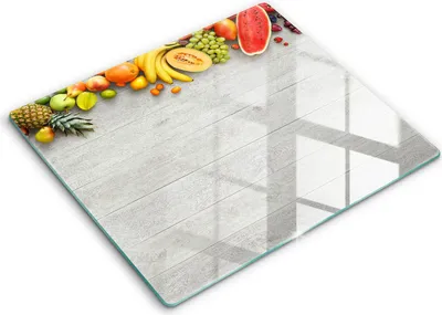 Zdjęcie produktu dla Deska kuchenna – 60 cm x 52 cm - Szklana deska do krojenia - Szkło hartowane – Antypoślizgowa - Owoce Na Deskach