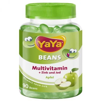 Produktbild von YaYa Beans Multivitamin + Zink und Jod Apfel, 90 St. Dragees