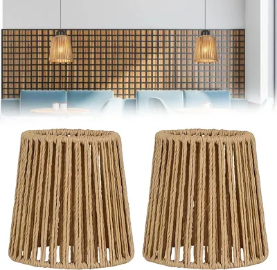 Immagine prodotto di Lampada a paralume in rattan - Paralume in stile bohémien - Crea un'atmosfera accogliente - Tessuta a mano - Diametro 14,5 cm - Realizzata in legno naturale