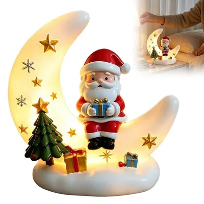 Produktbild von Weihnachts deko, Weihnachtsdeko Innen, Mond-Nachtlicht mit Weihnachtsmann, USB, Warmweiß