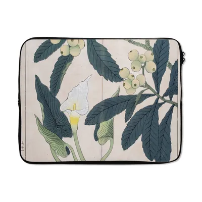 Produktbild von MuchoWow® Laptop Hülle 13 Zoll Japanischer Holzschnitt von Blättern und Blumen Laptoptasche - Laptophülle - Sleeve - Rundumschutz