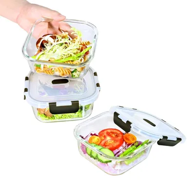 Glasbehälter 6-teilig, 3x800 ml, luftdicht, BPA-frei