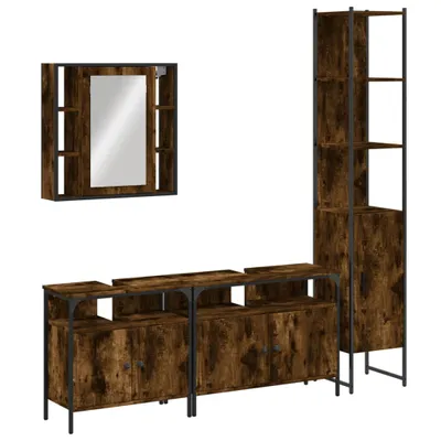 Produktbild von 4-tlg. Badmöbel-Set Räuchereiche Holzwerkstoff