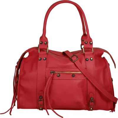 Produktbild von Damen Shopper rot aus Rindleder, 38x25x14 cm, A4-tauglich, mit abnehmbarem Schultergurt