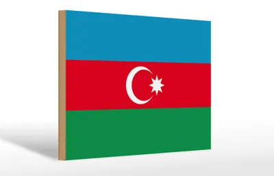 Produktbild von Holzschild Flagge Aserbaidschan 30x20cm Flag of Azerbaijan