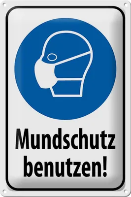 Produktbild von Blechschild Hinweis 20x30cm Mundschutz benutzen Maske