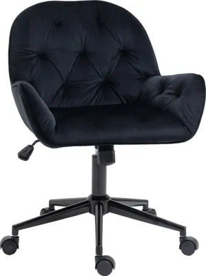 Produktbild von Homeoffice Stuhl Schreibtischstuhl mit Samtoptik höhenverstellbar Drehstuhl Schminkstuhl Bürostuhl bis 120 kg belastbar, für Arbeitszimmer, Schlafzimmer Schwarz