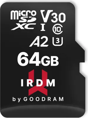 Zdjęcie produktu dla GOODRAM IRDM microSDXC 64GB V30 UHS-I U3 + adapter