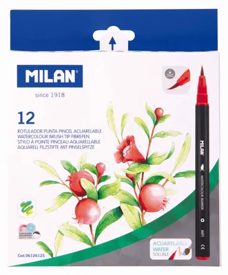 Obrázok produktu pre MILAN Štetcové fixky Watercolour, 12 farieb