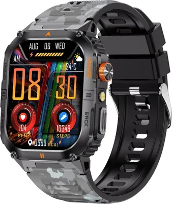 Produktbild von INF Multifunktionale Smartwatch mit Gesundheitsüberwachung & Bluetooth-Anruffunktionen Weiß+Schwarz