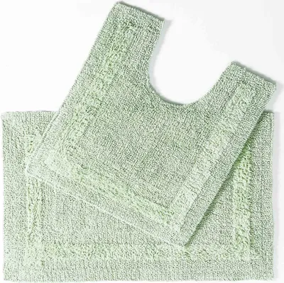 Produktbild von HOMESCAPES 2-tlg. Badgarnitur salbeigrün aus 100% Baumwolle