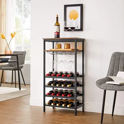 Produktbild von VASAGLE Weinregal, Flaschenregal, für 20 Flaschen, mit Glashalter