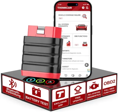 Produktbild von Thinkdiag Mini OBD2 Bluetooth -Adapter iOS & Android, Diagnose -Tool Alle Systemdiagnose, Autofahrzeuge, exklusiver App/Batterie -Test/Vin
