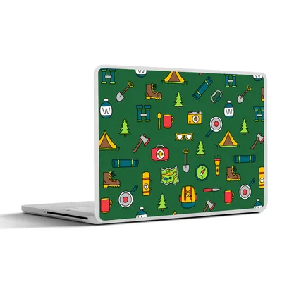Produktbild von MuchoWow® Laptop Aufkleber Sticker Cover Camping - Zelt - Axt - Rucksack 32.5x23.5 cm - Sticker für Laptop - Selbstklebend