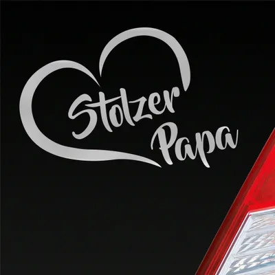 Produktbild von Auto Aufkleber Stolzer Papa Liebe Herz Vater Kind 13x10 cm Silber Sticker Heckscheibenaufkleber