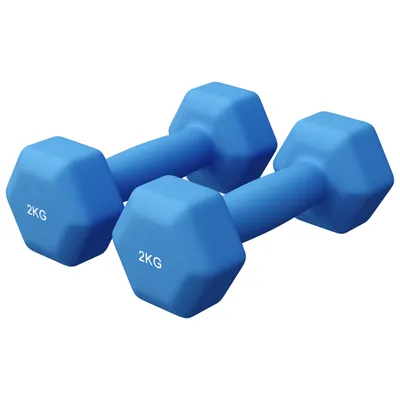 Produktbild von GORILLA SPORTS® Hanteln Set - Neopren, 2x2kg, Gusseisen, Blau - Hexagon Kurzhanteln, Hantelset, Pilates Gewichte für Frauen, Männer, Fitness, Zuhause