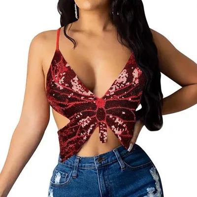 Produktbild von Tanztop - Damen - Magnetische Schließe - Pailletten - Einheitsgröße - Bauchtanz