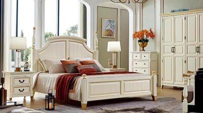 Produktbild von Komplettes Schlafzimmermöbel Bett Design Kleiderschrank Kommode Set 5tlg