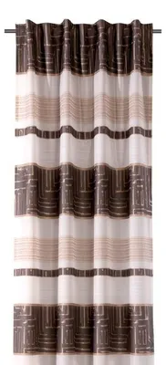 Produktbild von Gardine mit Schlaufenband Jacquard Streifen weiß dunkelgrau beige 140x245cm