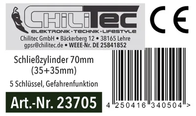 Produktbild von Schließzylinder 70mm (35+35mm) 5 Schlüssel Not- & Gefahrenfunktion