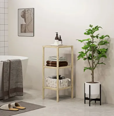 Produktbild von Badezimmerregal, 3 Etagen,Badregal Bambus, 33 x 31 x 78 cm