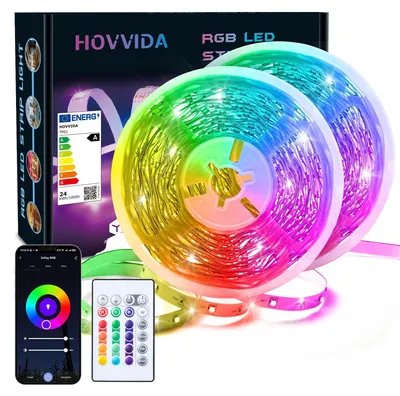 Productafbeelding van HOVVIDA LED-strip, 20 meter, WiFi, compatibel met Alexa en Google Home, 2 x 10 meter, 30 LED's