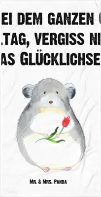 Produktbild von Mr. & Mrs. Panda Reisehandtuch Chinchilla Blume - Weiß - Geschenk, Lustige Sprüche, Frottee-Handtuch, Duschtuch, Badehandtuch, Chinchillas, Büro, Kummer, Chaos, Handtuch