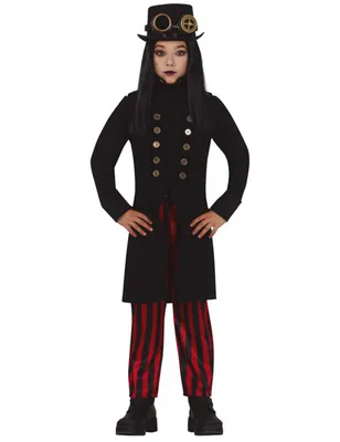Produktbild von Clown Gruselspaß Halloween Kostüm Kinder Fantasie Party, Größe: 98/104 Farbe: Schwarz