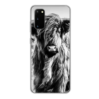 Produktbild von MuchoWow® Handyhülle Schutzhülle Hülle für Samsung Galaxy S20 Schottischer Highlander - Natur - Kuh - Schwarz - Weiß Silikon Softcase Handy Hülle - Bild
