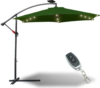 Zdjęcie produktu dla Jopassy parasol z oświetleniem LED parasol wspornikowy - ochrona przeciwsłoneczna, parasol ogrodowy - zielony, 300 cm